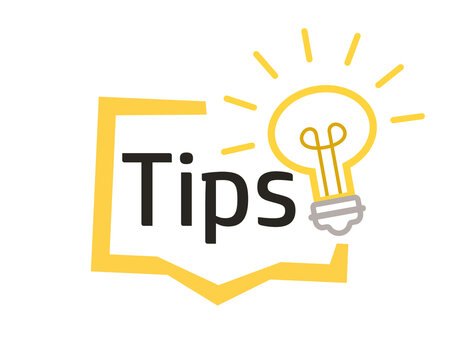 Tips with lighted bulb icon