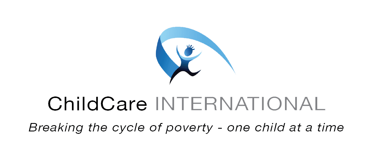 Child care international logo with tagline "Breaking the cycle of poverty - one child at a time"