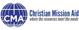 Logo d'aide à la mission chrétienne avec le slogan "Là où les ressources répondent aux besoins".