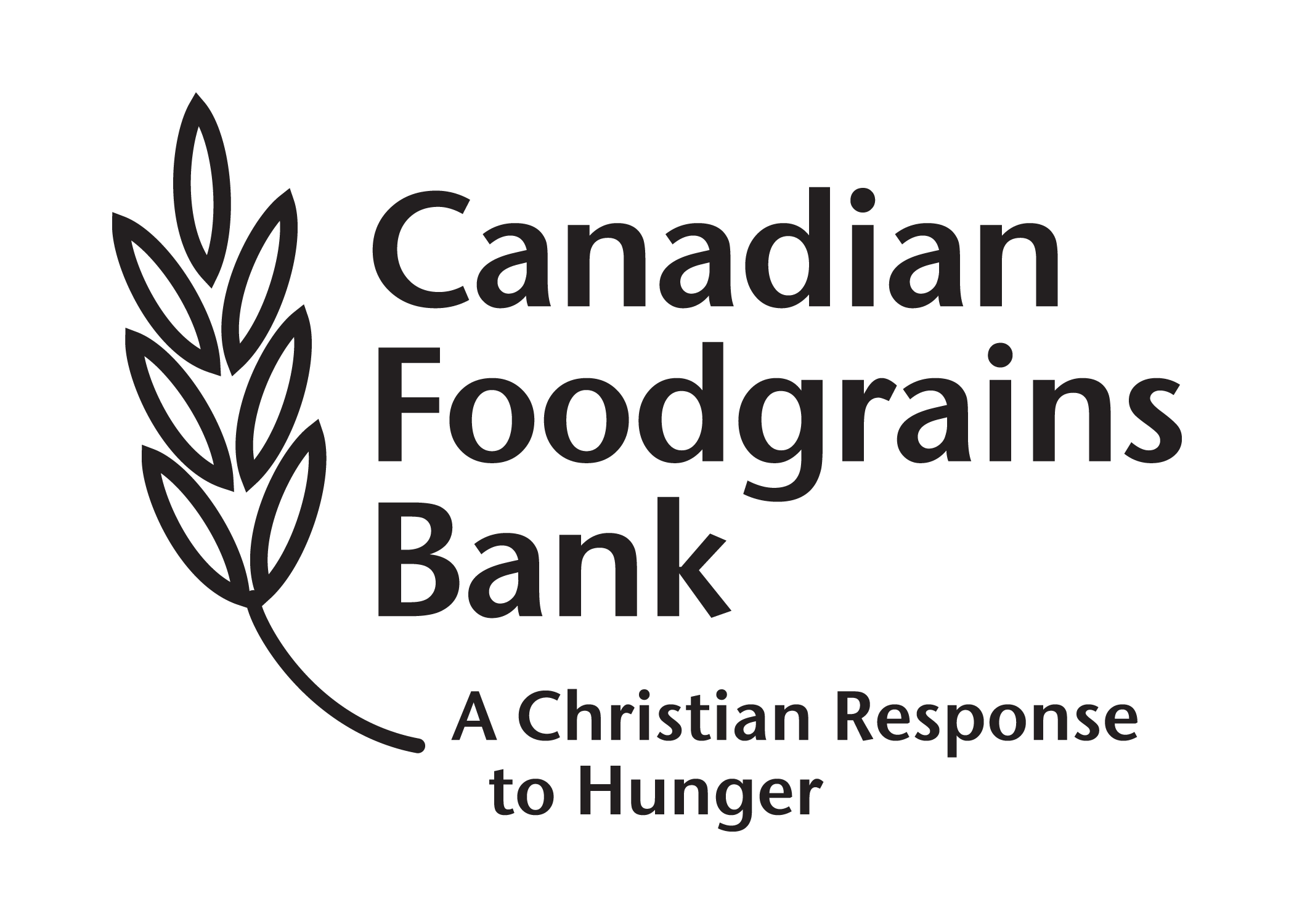 Banque canadienne de grains avec un symbole de grain avec le slogan "Une réponse chrétienne à la faim".