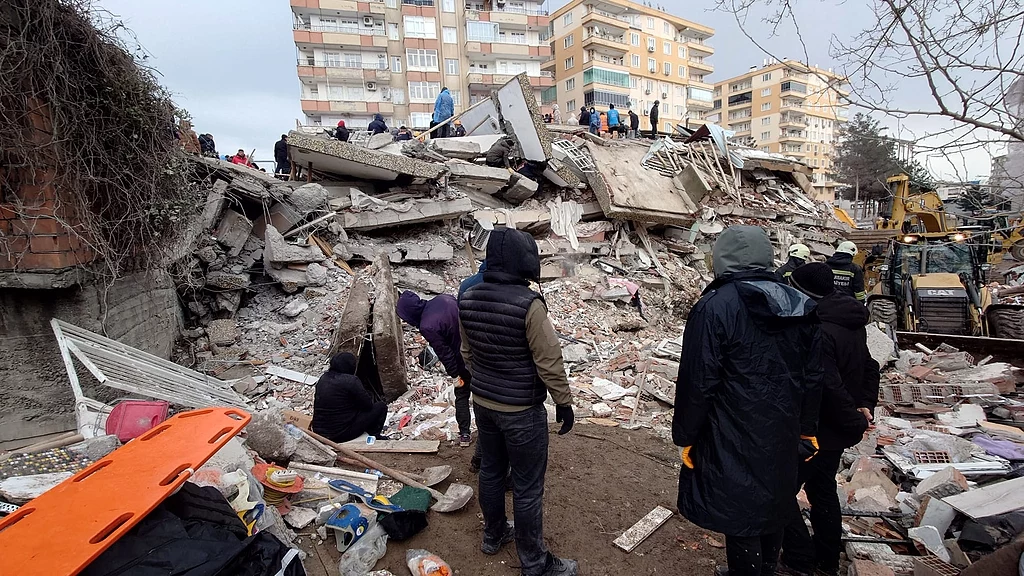 The wreckage of a collapsed building, Diyarbakır, Turkey.